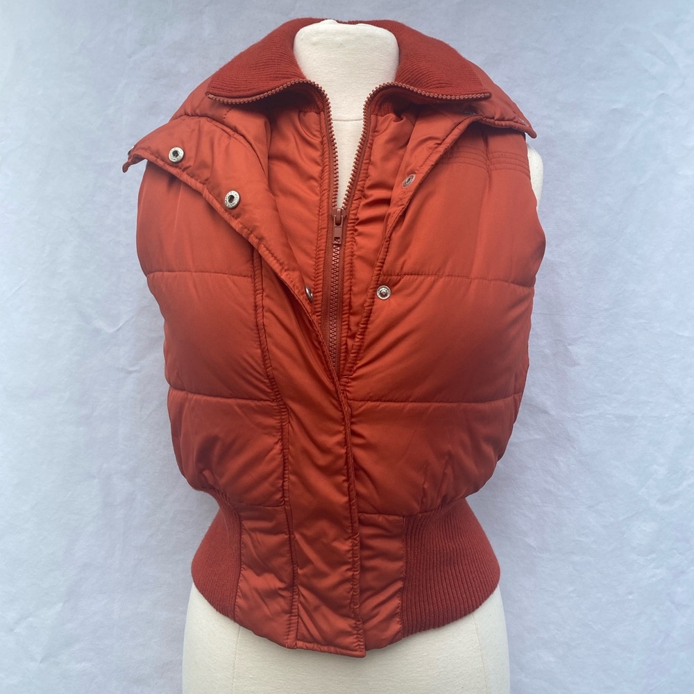 Mustard Orange Mini-bomber Vest with Pockets